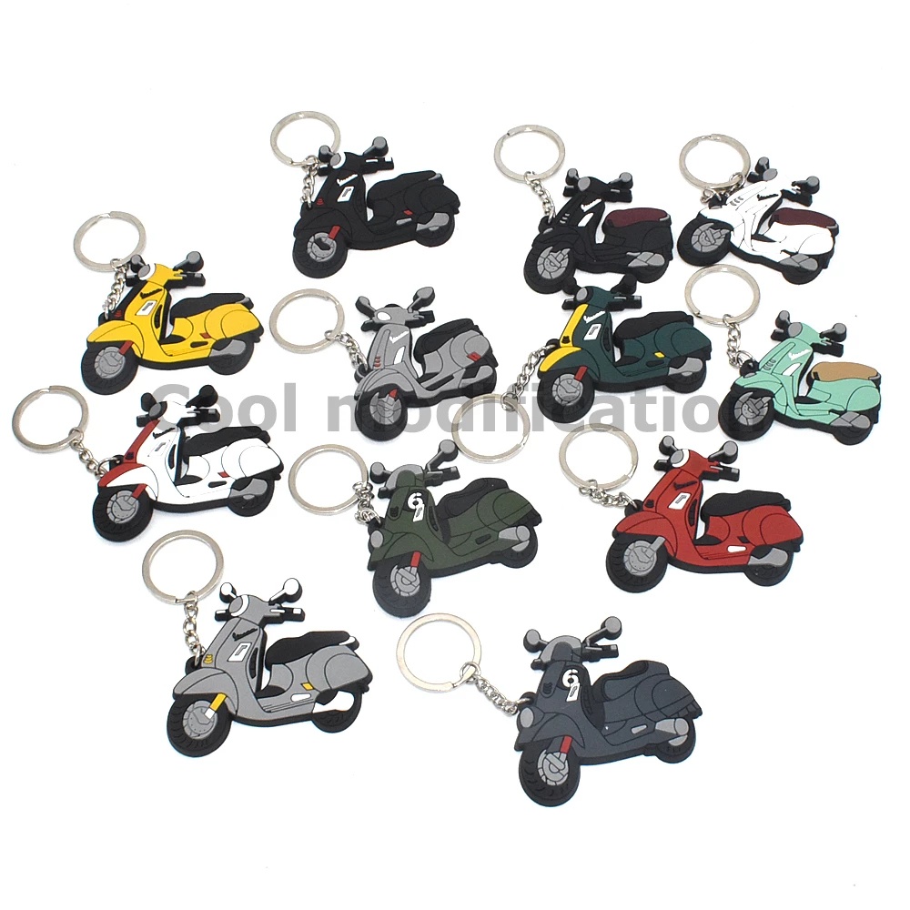 摩托車三維模型形狀軟橡膠鑰匙扣鑰匙圈鑰匙鏈鑰匙圈適用於 Vespa GTS Super GTS 250 300 Spri