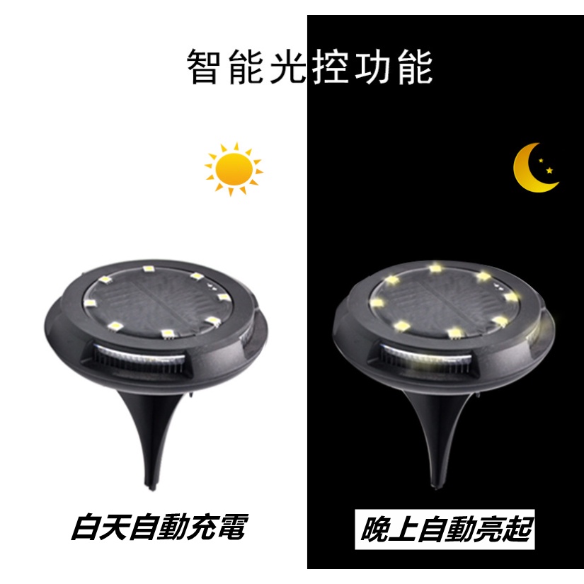 台灣現貨 多件優惠  新款戶外太陽能燈 8+4 LED 地埋燈 【黃光、藍光、彩光】可選 快速出貨