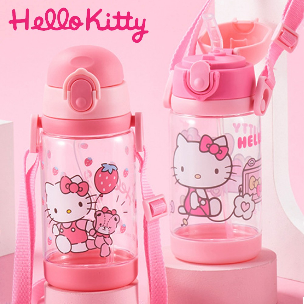 【STAR BABY】凱蒂貓 HELLO KITTY 兒童 吸管式/直飲式 兩用背帶水壺