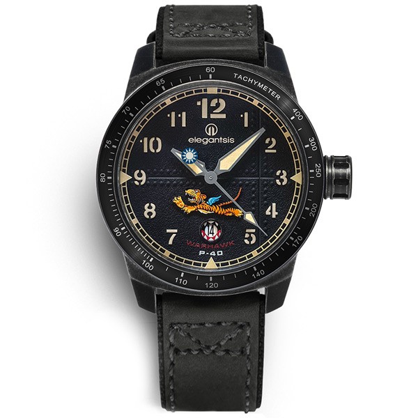 elegantsis / ELJX48MAS-FT-NEB01LC / 飛虎隊限量腕錶 義大利皮革帆布錶帶黑色45MM