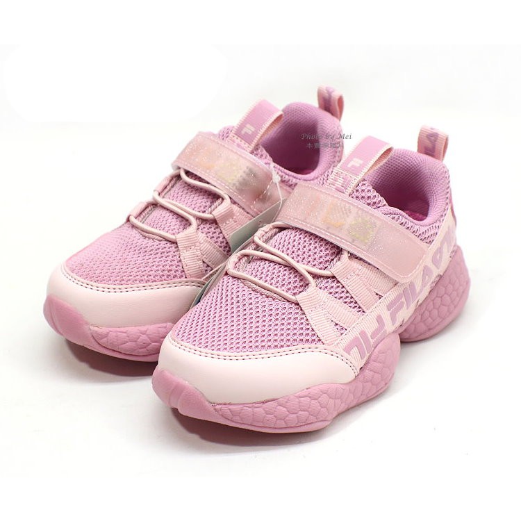 新品上架   FILA KIDS 兒童運動休閒彩光電燈鞋 ( 粉紫 2J425U252)
