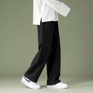 【M-4XL】冰絲長褲男士夏季薄款直筒寬鬆休閒韓版潮流大尺碼長褲