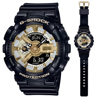 【CASIO 卡西歐】G-SHOCK 時尚金銀雙色立體錶盤雙顯錶(GMA-S110GB-1A)