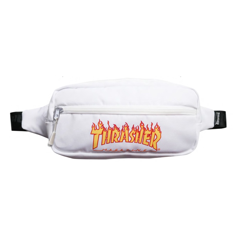 THRASHER 日線 THRWB20061 FLAME FANNY PACK 火焰 腰包 側背包 (白色) 化學原宿