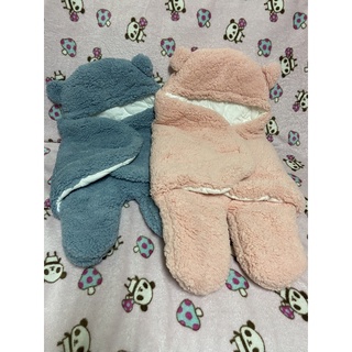 可愛熊熊造型抱被、抱毯、包巾（很保暖呦）（粉、藍）