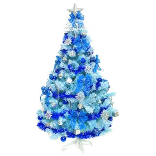 耶誕-台灣製6尺/6呎(180cm)豪華版冰藍色聖誕樹(含銀藍系配件組)(不含燈)