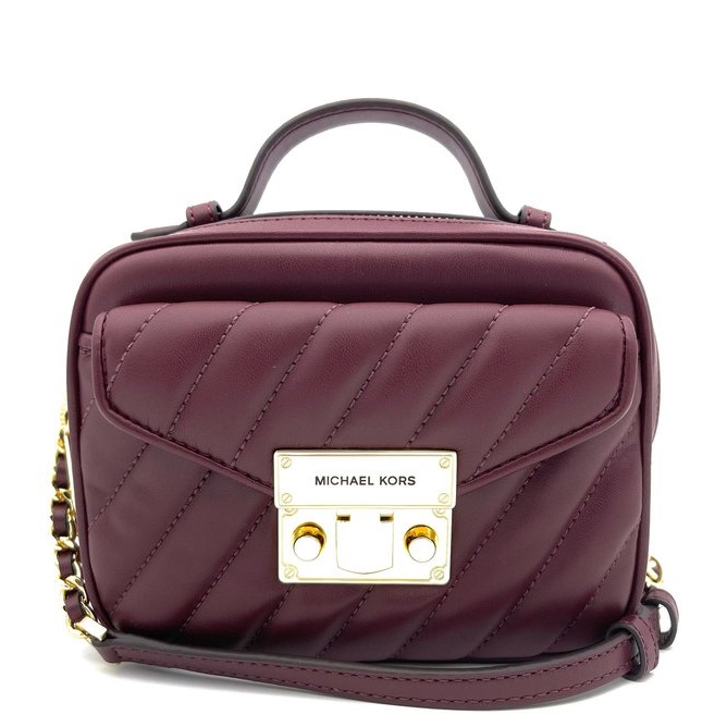 MICHAEL KORS 相機包 手提包 絎縫皮革 側背包 相機包 斜背包 盒子包 M62014 櫻桃紅MK(現貨)