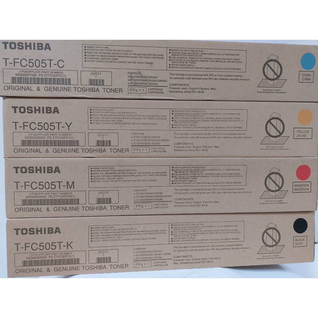 東芝 TOSHIBA 原廠碳粉T-FC505T-K/T-FC505T-Y/T-FC505T-M/T-FC-505T-C