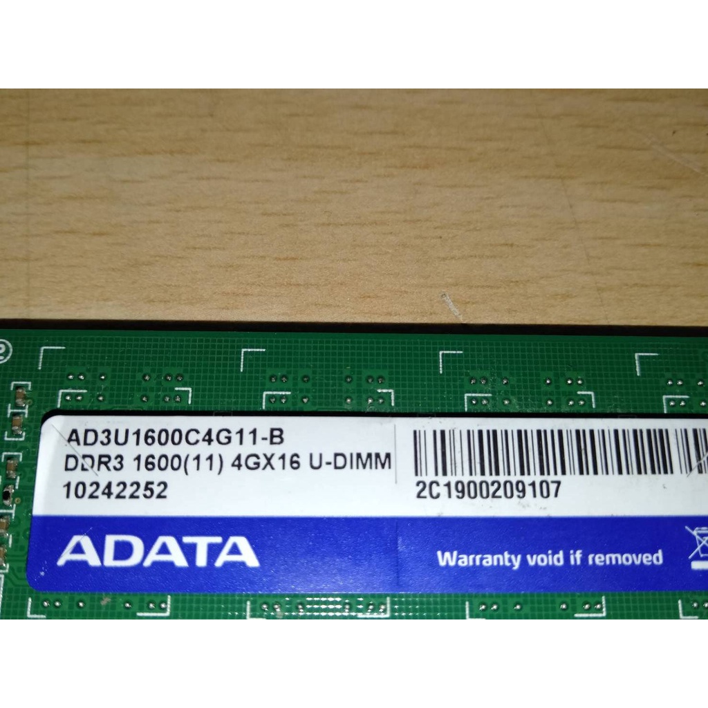 二手 威剛 ADATA DDR3 1600(11) 4GX16 U-DIMM    終保桌機雙面記憶體