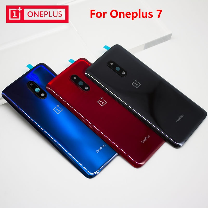 Oneplus 7 後蓋電池外殼蓋一加玻璃後門外殼更換部件帶相機鏡頭 + 粘合劑