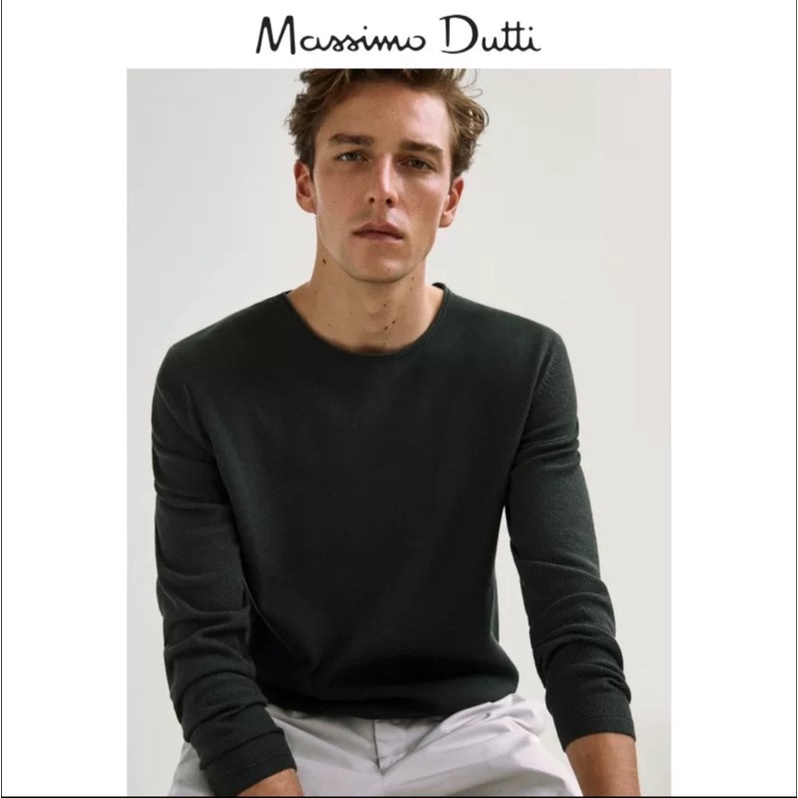 Massimo Dutti男裝 圓領棉質男士休閒針織衫 近全新
