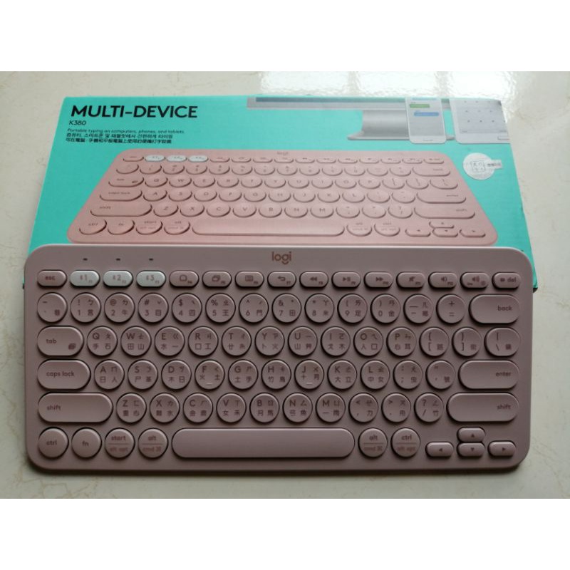 ［二手］Logitech 羅技 K380藍芽鍵盤 玫瑰粉 注音 附鍵盤套