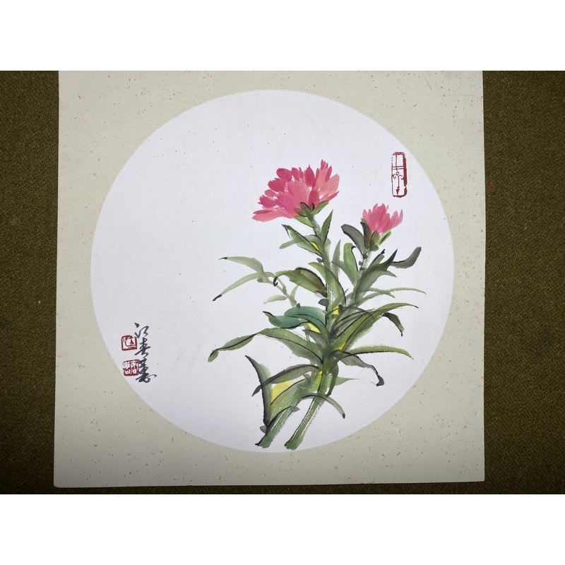 國畫 臺中江春惠老師 親筆手繪鈐印 非印刷品 可以自行再去裱框