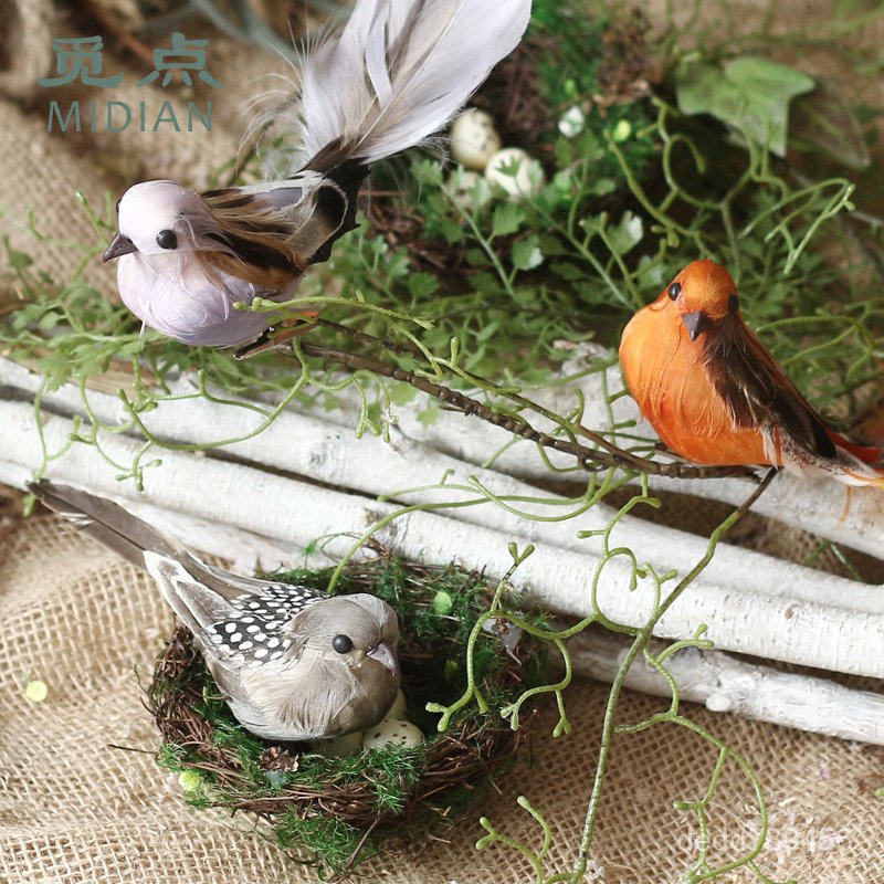 【免運】【園藝生活】戶外攝影創意仿真小鳥麻雀裝飾鳥道具擺放桌面樹枝庭院裝飾 庭院擺設 園藝裝飾 擺件