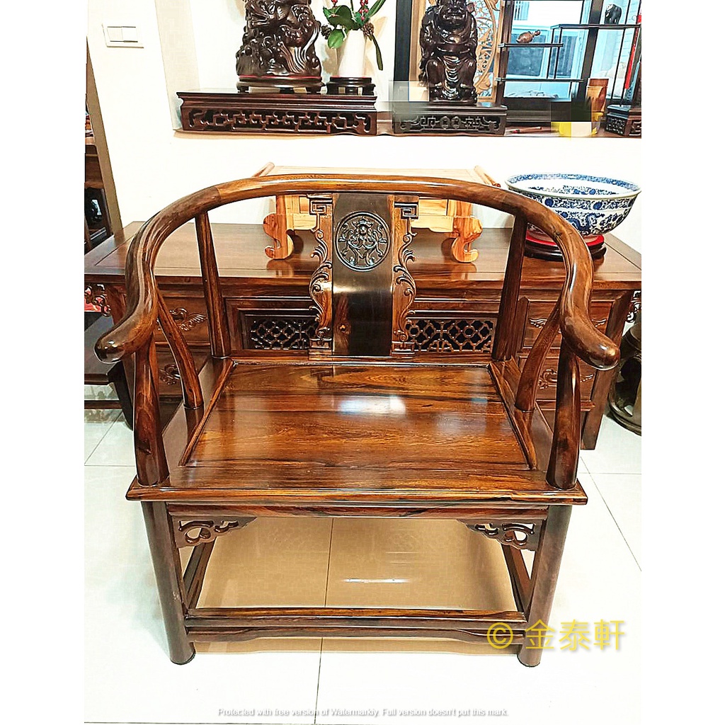 【金泰軒】全新品<< 頂級雞翅木-寬版太師椅一張 >>開運風水椅/富貴椅/董事長椅