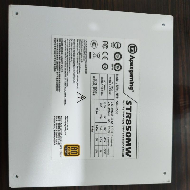 Apexgaming STR850MW 850W 電源供應器(返修新品)