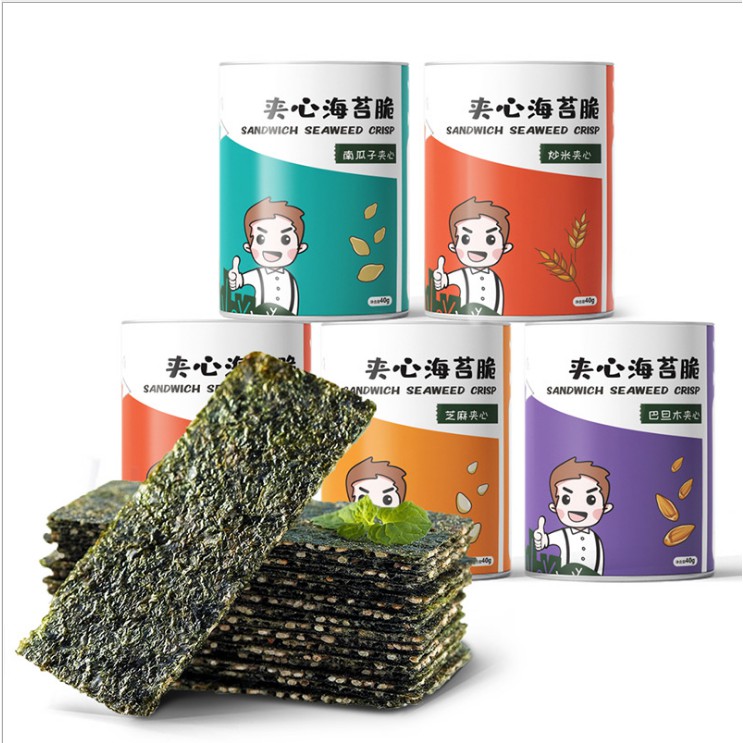 夾心海苔一罐40克寶寶海苔芝麻12月以上寶寶夾心烘烤海苔海苔夾心脆片海苔夾心休閒零食傳統零食美食 蝦皮購物