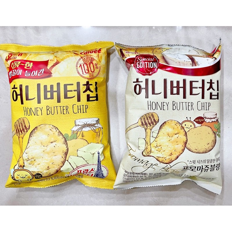 【韓國忠清南道】韓國HAITAI 海太-蜂蜜奶油洋芋片（黃）、蜂蜜奶油洋芋片-起司風味（白）