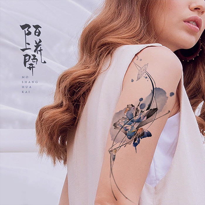 京品紋身貼jp Tattoo 花葉子櫻花桃花樹根花束花朵花瓣彩繪中國風東方藝術紋身貼紙刺青貼紙 蝦皮購物