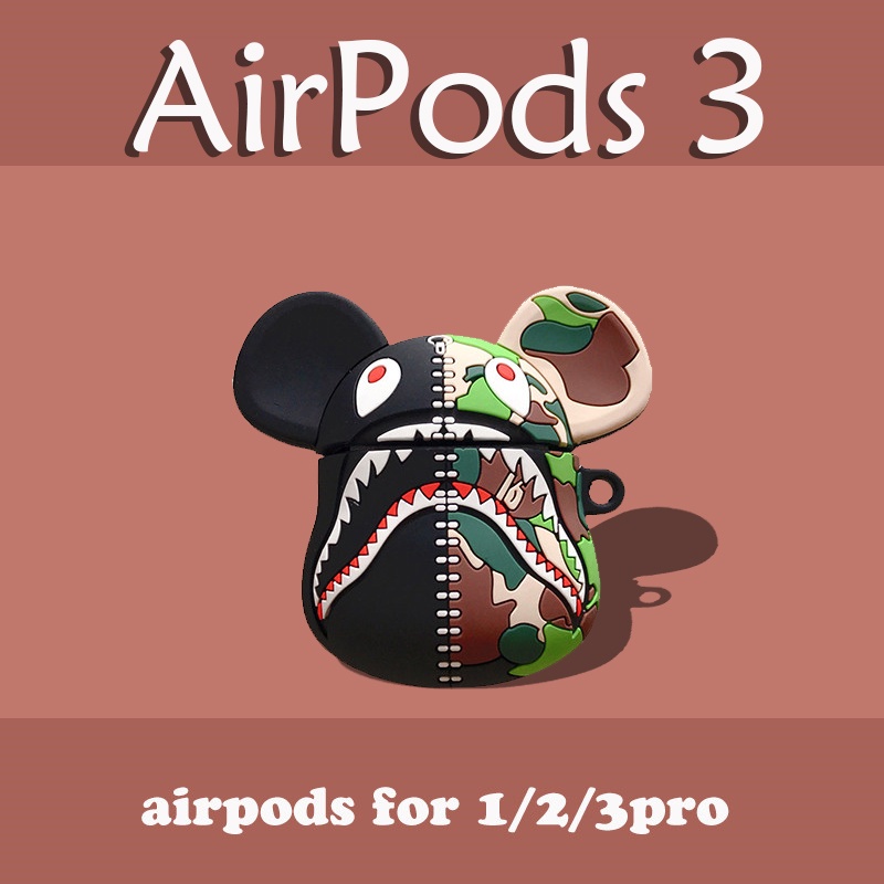 鯊魚熊頭AirPods3保護套適用於2021年新款AirPods3 AirPods Pro保護殼AirPods1代2代