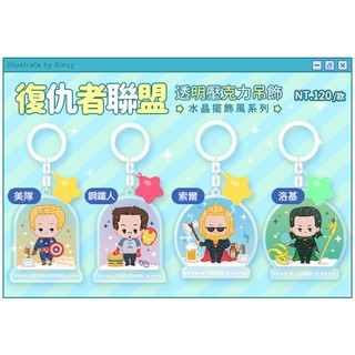 【復仇者聯盟同人】透明滴膠壓克力亮粉吊飾 漫威, Marvel, 美國隊長, 鋼鐵人,雷神索爾,洛基