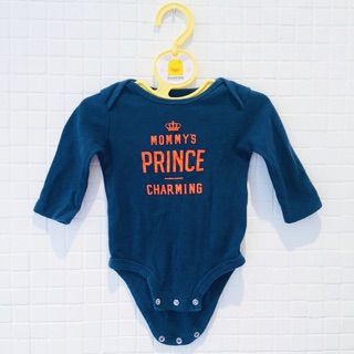 Carter’s 6M 媽媽的小王子 Prince Charming 白馬王子 長袖靛藍純棉包屁衣-二手極品