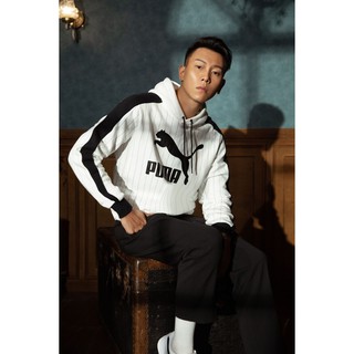 【豬豬老闆】PUMA 流行系列 Pinstripe 帽T 歐規 瘦子 休閒 運動 男款 白53017902 黑7901