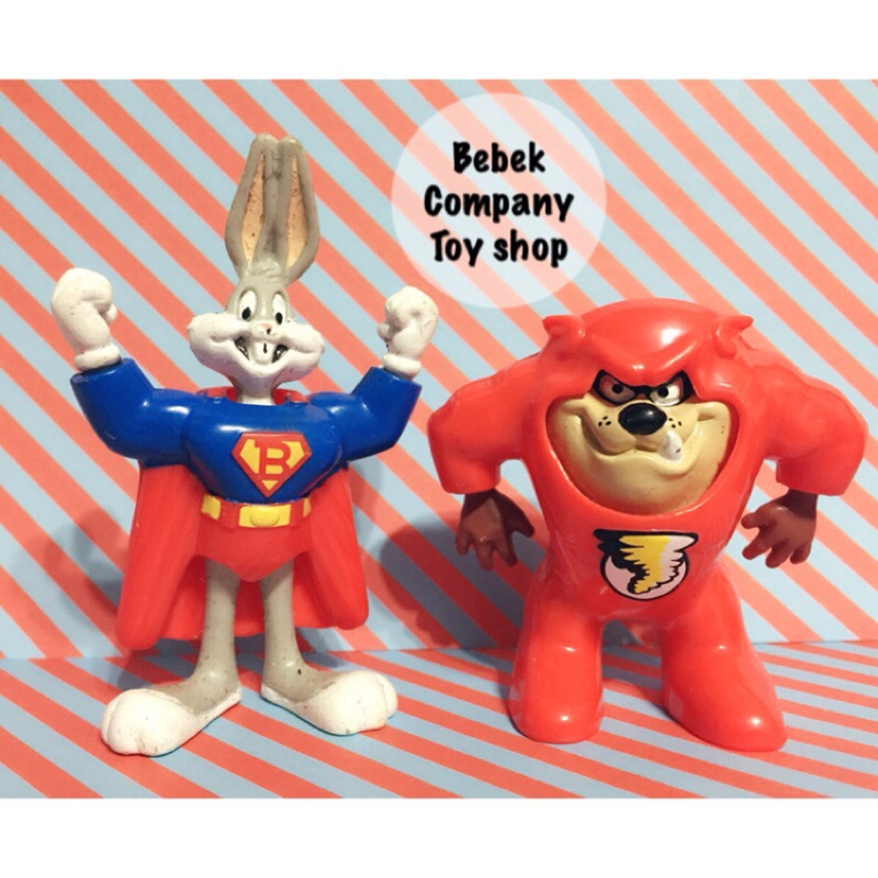 兩個合售 1991年 warner bros looney tunes 華納卡通 兔八哥 塔斯 大茲 麥當勞 古董玩具