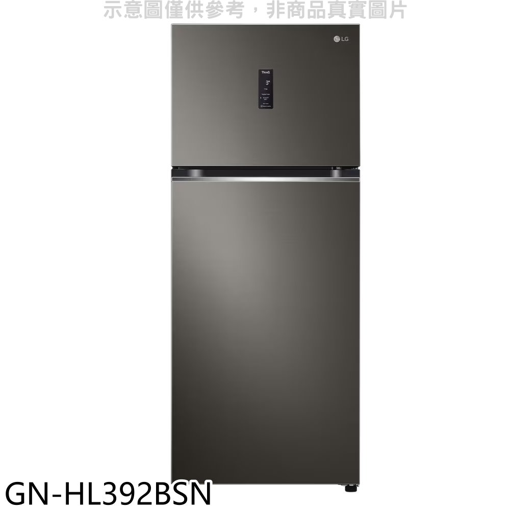 LG樂金395公升與雙門變頻冰箱GN-HL392BSN (含標準安裝) 大型配送