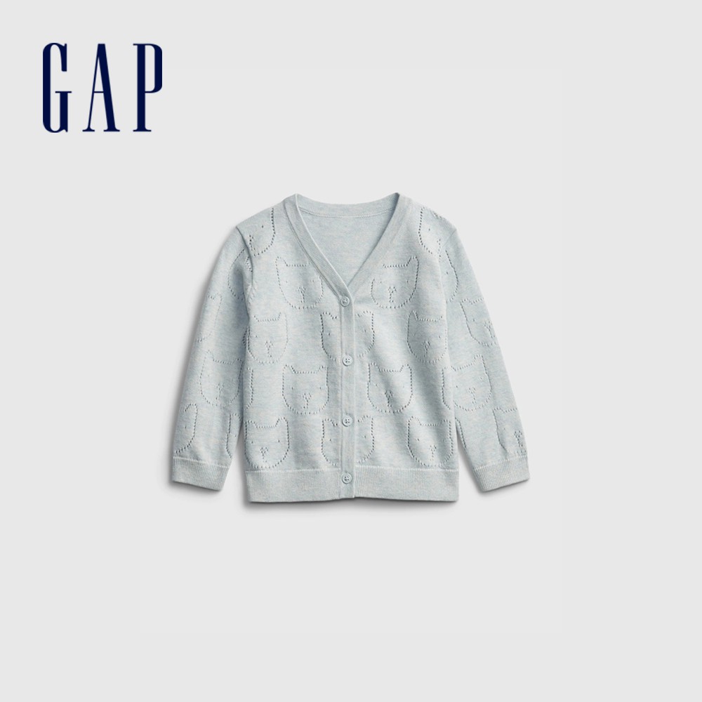 Gap 嬰兒裝 童趣刺繡針織外套-淡藍色(719912)