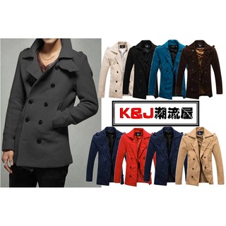 ★K&J★韓版紳士造型領口設計大衣毛呢外套 8色 【K2256】