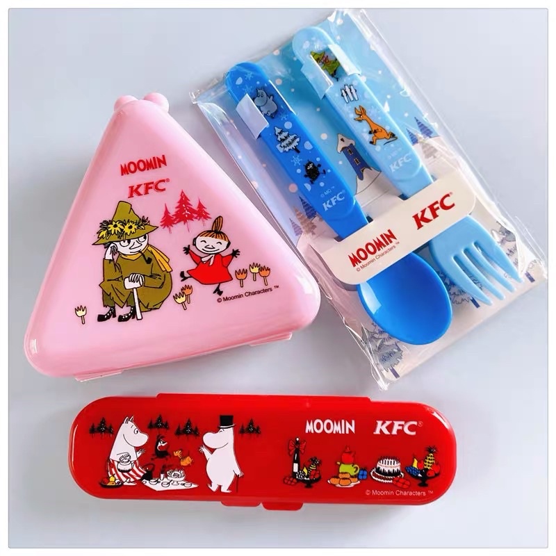 日本 KFC肯德基限定 聯名 Moomin 嚕嚕米 餐具飯糰合組 叉匙組