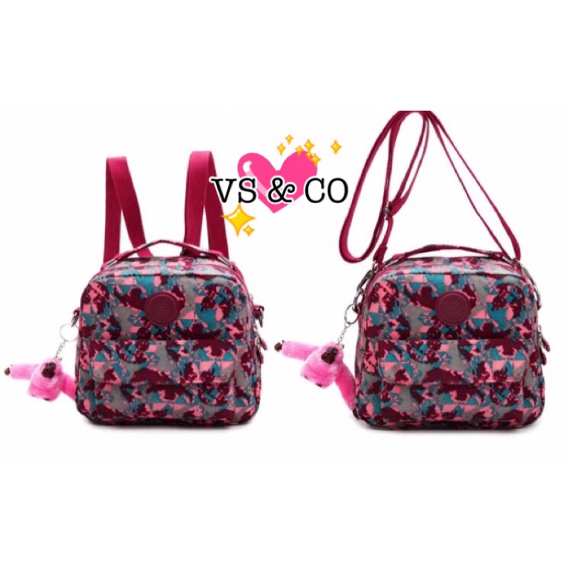 ♥ VS &amp; CO ♥ 美國outlet代購 Kipling 2in1兩用包輕巧可愛帆布防潑水後背包+斜背包 媽媽包