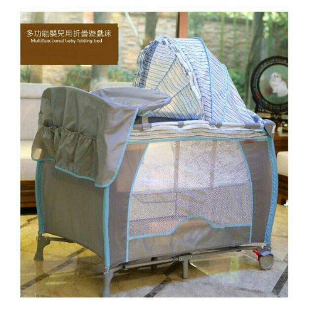 🎀免運🎊Mother's Love 多功能嬰兒用 折疊遊戲床 (藍粉2色)🎀