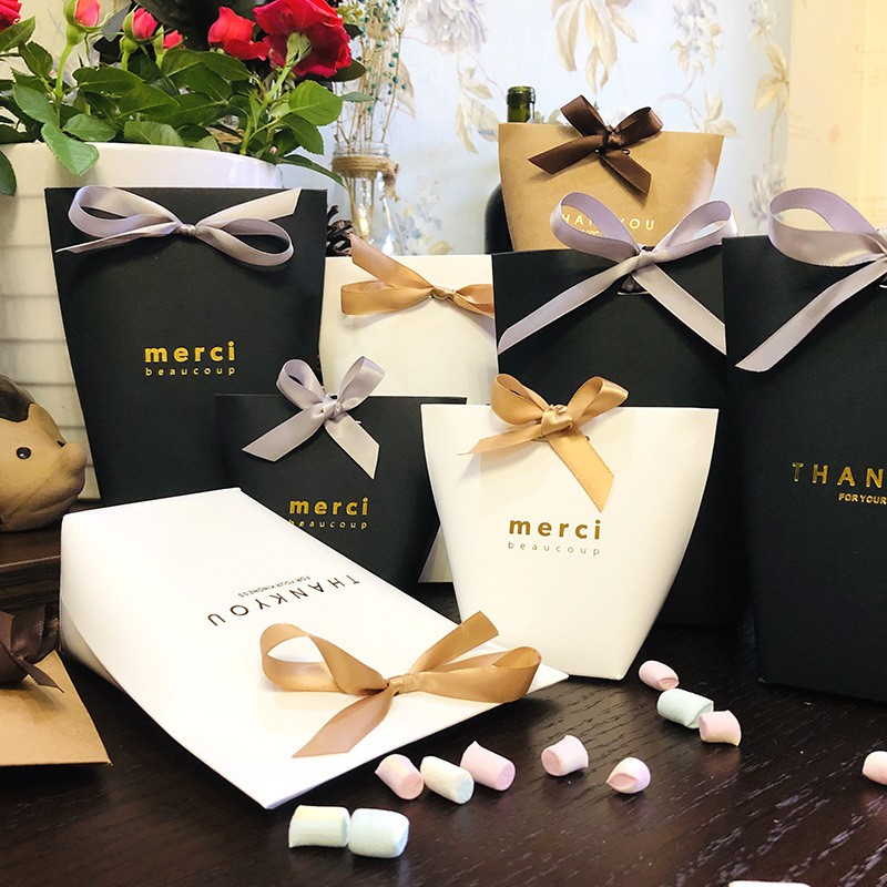 Merci紙盒禮品包裝烘焙紙盒紙袋蝴蝶結絲帶diy飾品彩帶緞 蝦皮購物