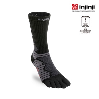 【injinji】Ultra Run終極系列五趾中筒襪(碳黑)-NAA67 (95)|印金足 防水泡 路跑推薦 長程跑襪