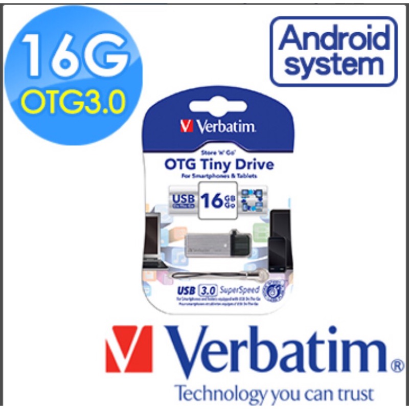 Verbatim 威寶16GB 16G OTG TINY USB3.0手機 平板行動 隨身碟 Andriod 安卓