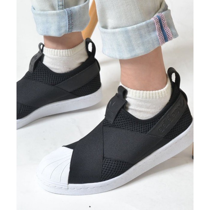 ＂樂菲斯＂全新正品 Adidas Superstar Slip on 黑 貝殼頭 繃帶鞋 懶人鞋 BY2884