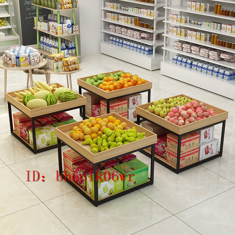 低價 新品 免運 發票 水果店貨架 展示架 中島促銷臺超市精品貨架 便利店展示櫃 陳列架雙層