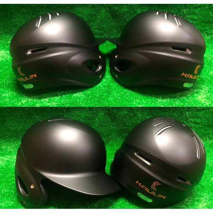 ((綠野運動廠))最新海鳥KAULIN霧黑單耳打擊頭盔,已鑽孔可搭配C型下巴保護片ABS材質保護力佳~左/右打各尺寸齊全