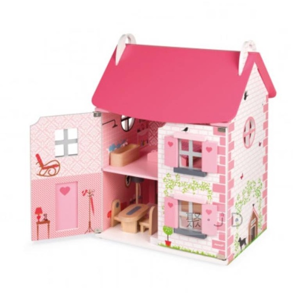 聚聚玩具【正版】法國 Janod J06581 情境玩具 - Doll s House 粉夢幻娃娃屋