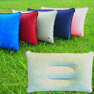 ❣生活百貨❣旅行植絨充氣枕方形 旅行便攜式充氣空氣枕頭休閒徒步露營枕頭