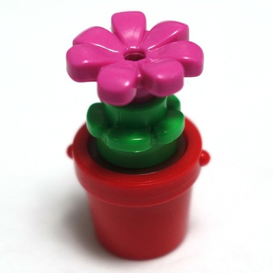 樂高lego 小盆栽綠葉粉紅花紅色花盆 含4零件 植物盆栽 4073 蝦皮購物