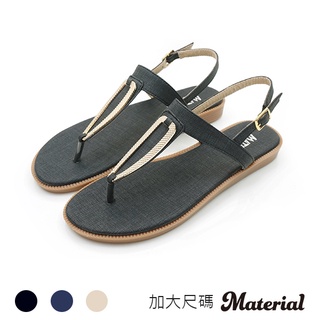 Material瑪特麗歐 涼鞋 加大尺碼金屬夾腳平底涼鞋 TG52041