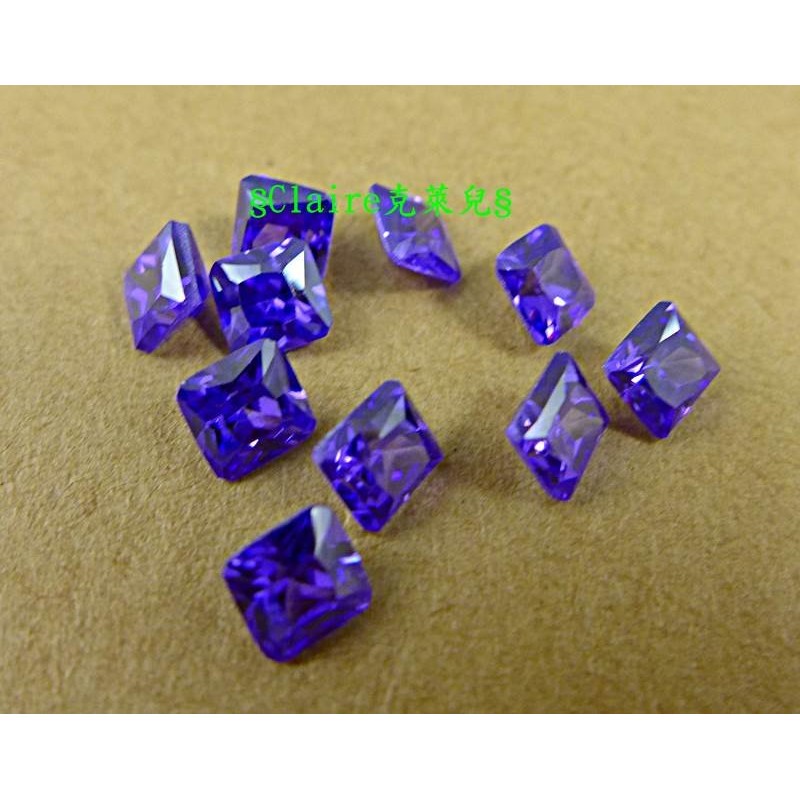 正方形CZ鋯石(紫色5mmX5mm)鋯石裸鑽/鋯石蘇聯鑽/鋯石半寶石/銀黏土用硞石
