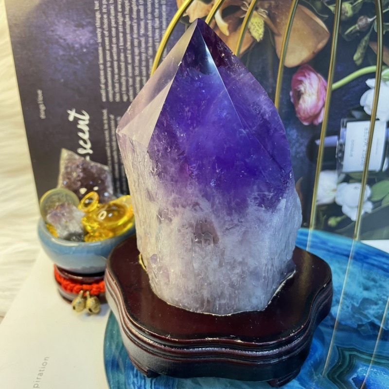 嚴選💯玻利維亞🇧🇴紫黃骨幹水晶✨20號910公克❤️象徵智慧創造財富🥰消磁功能⭕️