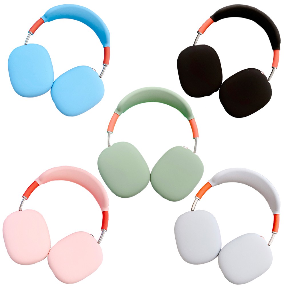 【SHOWHAN】  頭戴耳機矽膠保護套 適用AirPods Max-粉藍色/白色