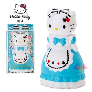 叉叉日貨 Hello Kitty凱蒂貓變裝愛麗絲藍洋裝公仔梳子盒裝 日本正版【KT86080】