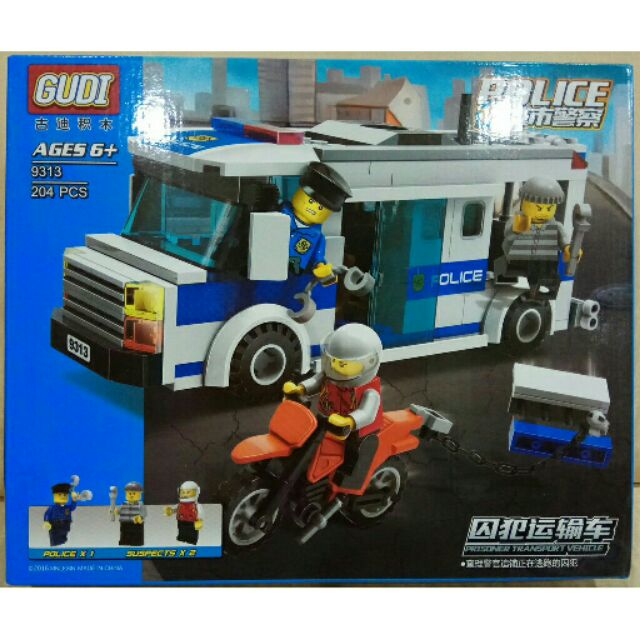 【橘櫻手作坊】GUDI古迪積木 城市警察系列 9313囚犯運輸車/益智玩具/可和Lego樂高  一起組合