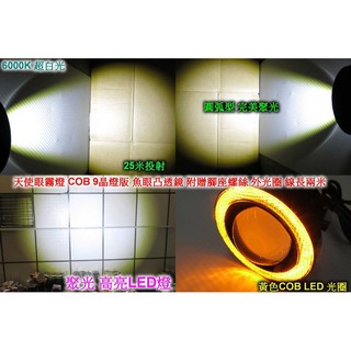 《晶站》天使眼 霧燈魚眼 COB 9晶燈版 魚眼凸透鏡 鐳射泡 附贈腳座螺絲 外光圈 線長兩米 LED魚眼 LED光圈